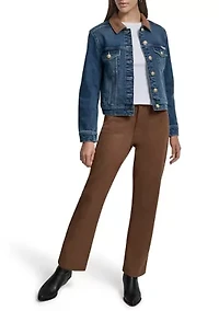 Women's Trucker Jacket with Faux Suede Collar