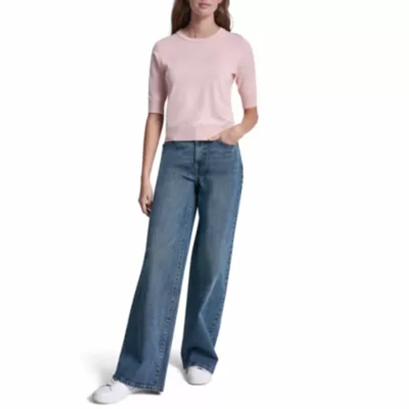 Elbow Sleeve Crew Neck