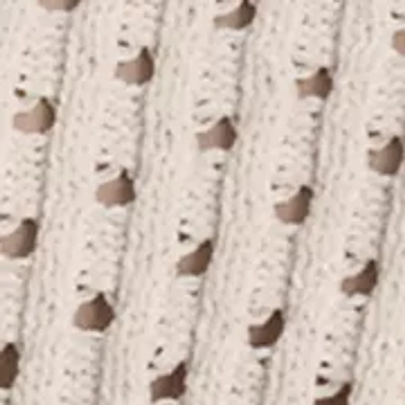 Women's Open Stitch Crew Neck Short Sleeve Sweater
