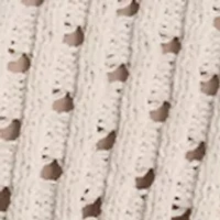 Women's Open Stitch Crew Neck Short Sleeve Sweater