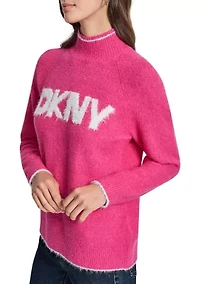 Women's Long Sleeve Turtleneck Logo Sweater