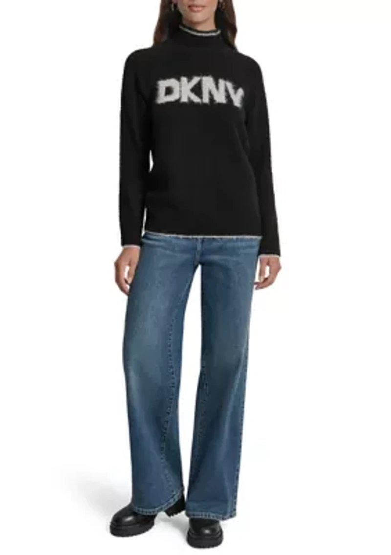 Women's Long Sleeve Turtleneck Logo Sweater