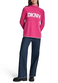 Women's Long Sleeve Turtleneck Logo Sweater