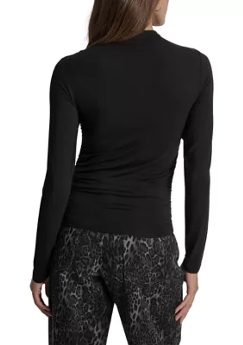 Women's Long Sleeve Side Ruched T-Shirt