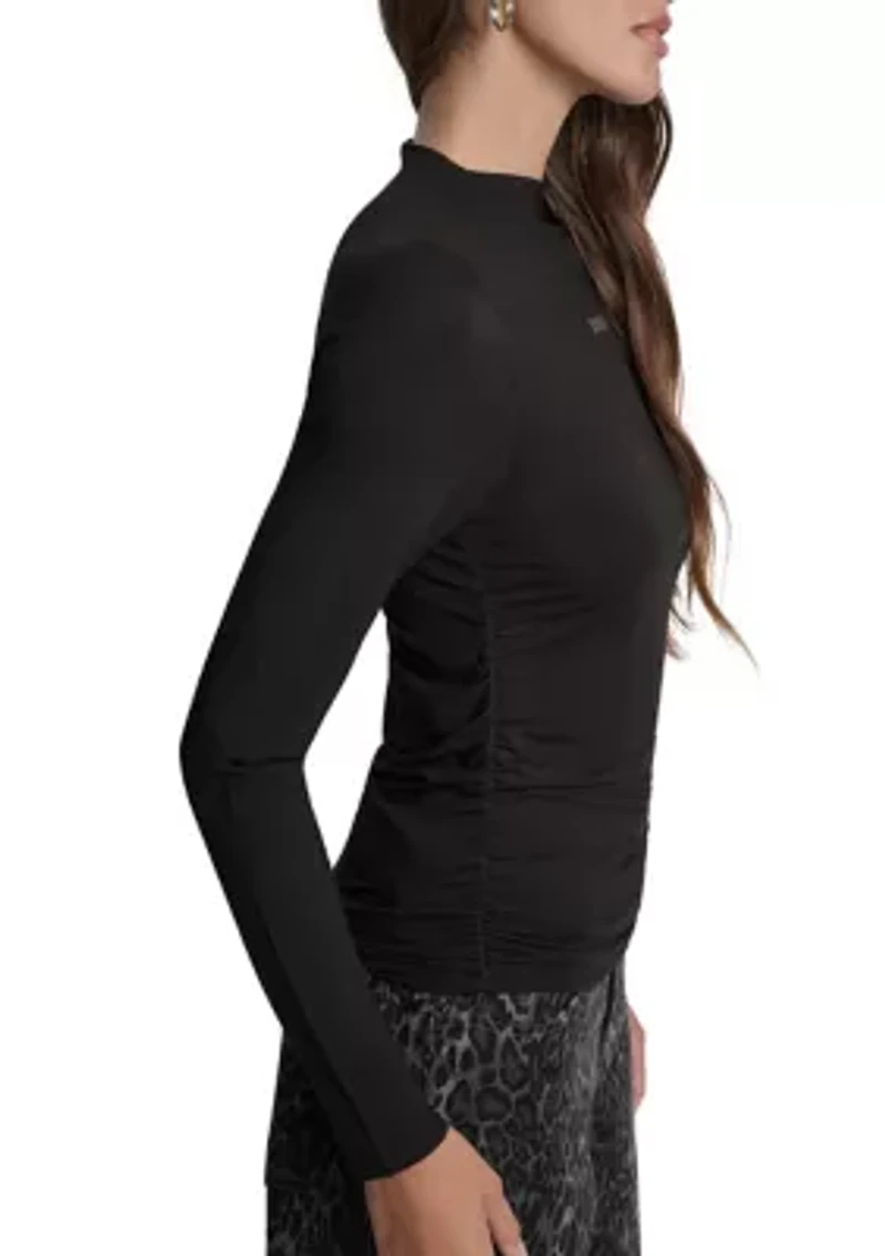Women's Long Sleeve Side Ruched T-Shirt