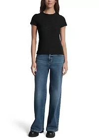 Women's Logo Jacquard Cap Sleeve Crew Neck T-Shirt