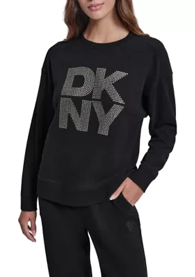 Women's Crew Neck Rhinestone Logo Sweatshirt