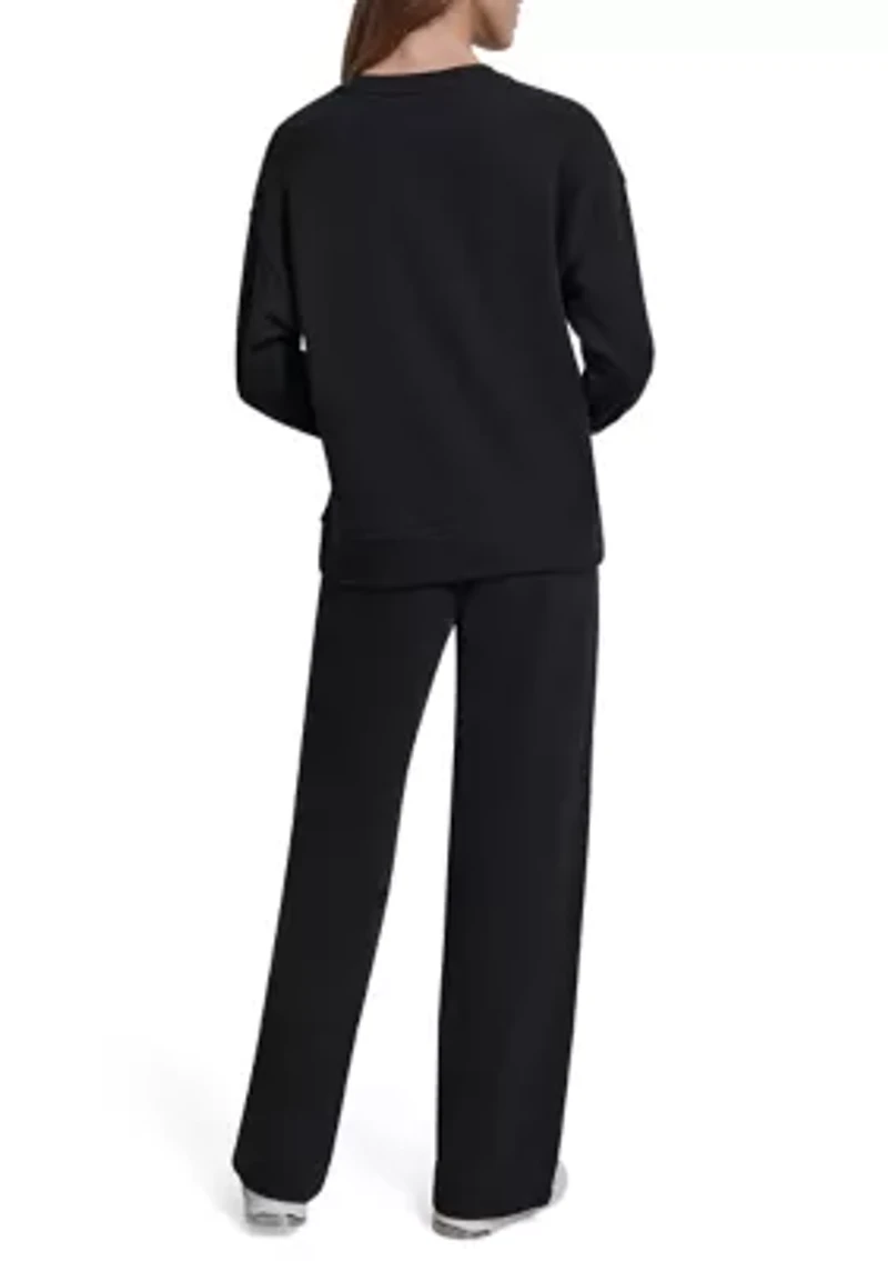 Women's Crew Neck Rhinestone Logo Sweatshirt