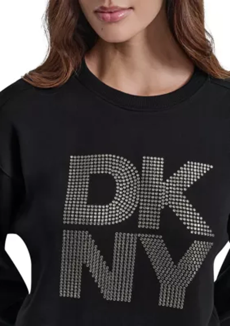 Women's Crew Neck Rhinestone Logo Sweatshirt