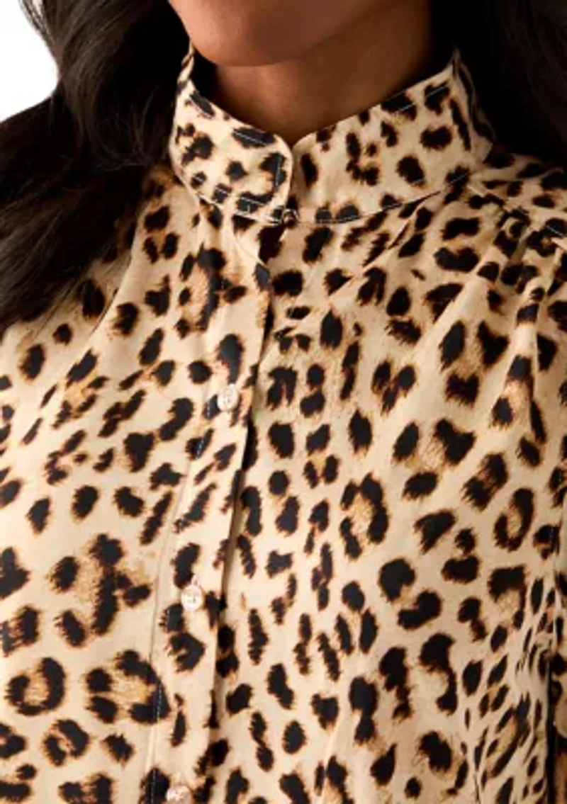 Puff Sleeve Button-Up Blouse