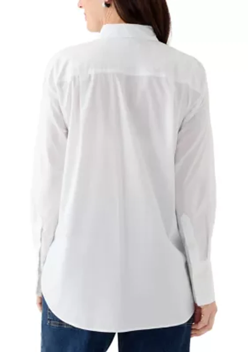 Women's Long Sleeve Tux Pleated Shirt