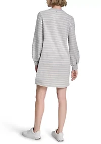 Women's Long Sleeve Crew Neck Sequin Striped Dress