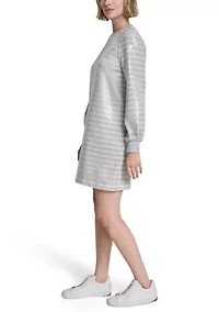 Women's Long Sleeve Crew Neck Sequin Striped Dress