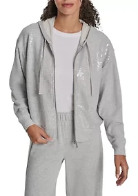 Women's Sequin Zip Front Hoodie