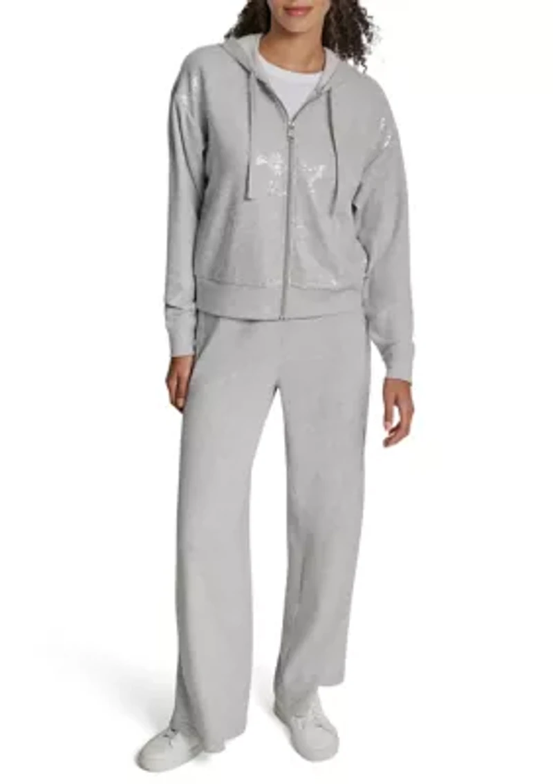 Women's Sequin Zip Front Hoodie
