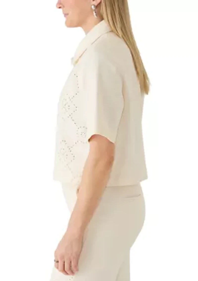 Women's Short Sleeve Button Top