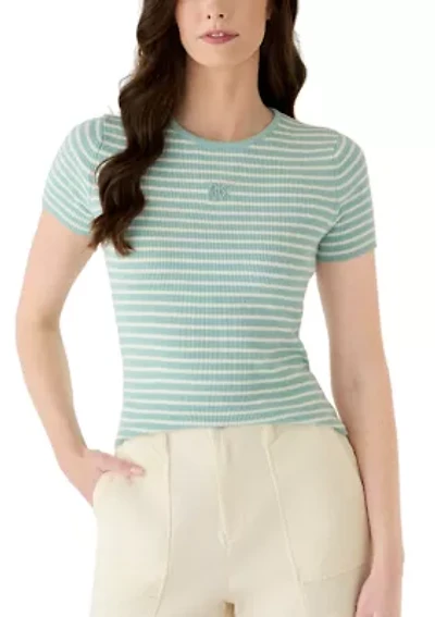 Women's Crew Neck Striped Rib Top