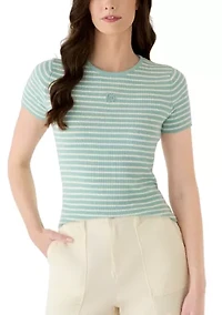 Women's Crew Neck Striped Rib Top