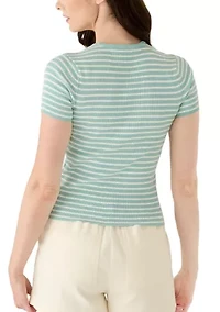 Women's Crew Neck Striped Rib Top