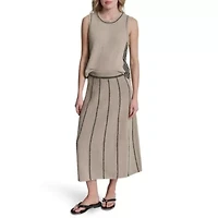 Crew Neck Sleeveless Sweater W/ Stripped Detail