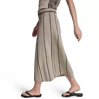 Vertical Striped Detail Maxi Pull On Skirt W/ Logo Charm