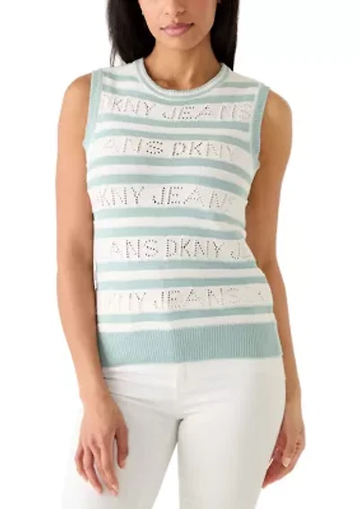 Women's Sleeveless Crew Neck Logo Sweater