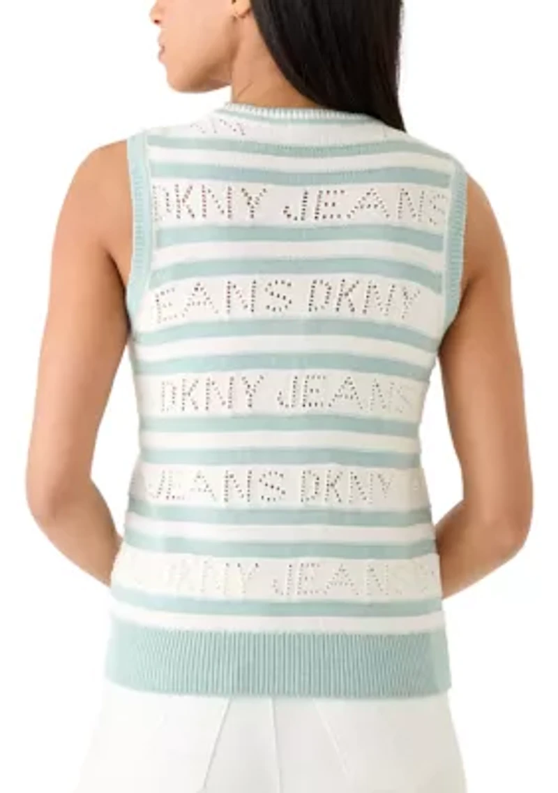 Women's Sleeveless Crew Neck Logo Sweater