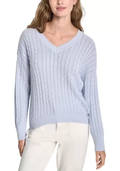 Women's V-Neck Cable Knit Sweater