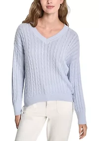 Women's V-Neck Cable Knit Sweater