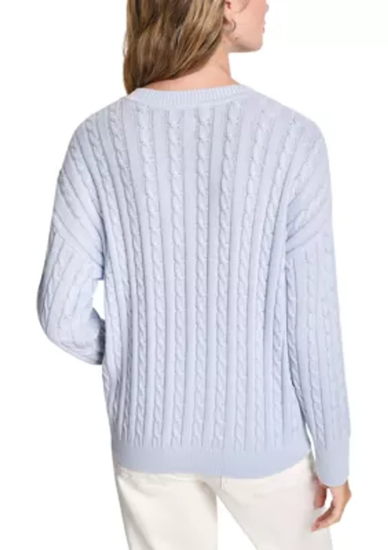 Women's V-Neck Cable Knit Sweater