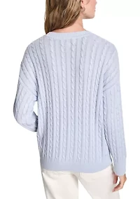 Women's V-Neck Cable Knit Sweater