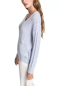Women's V-Neck Cable Knit Sweater