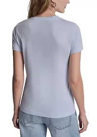 Women's New York Stacked Two Tone Sequin logo Crew Neck Shirt
