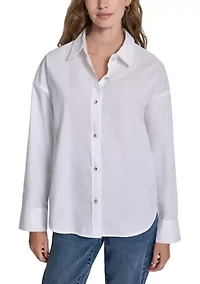 Women's Long Sleeve Oversized Rhinestone Shirt