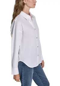 Women's Long Sleeve Oversized Rhinestone Shirt