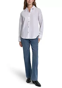 Women's Long Sleeve Oversized Rhinestone Shirt