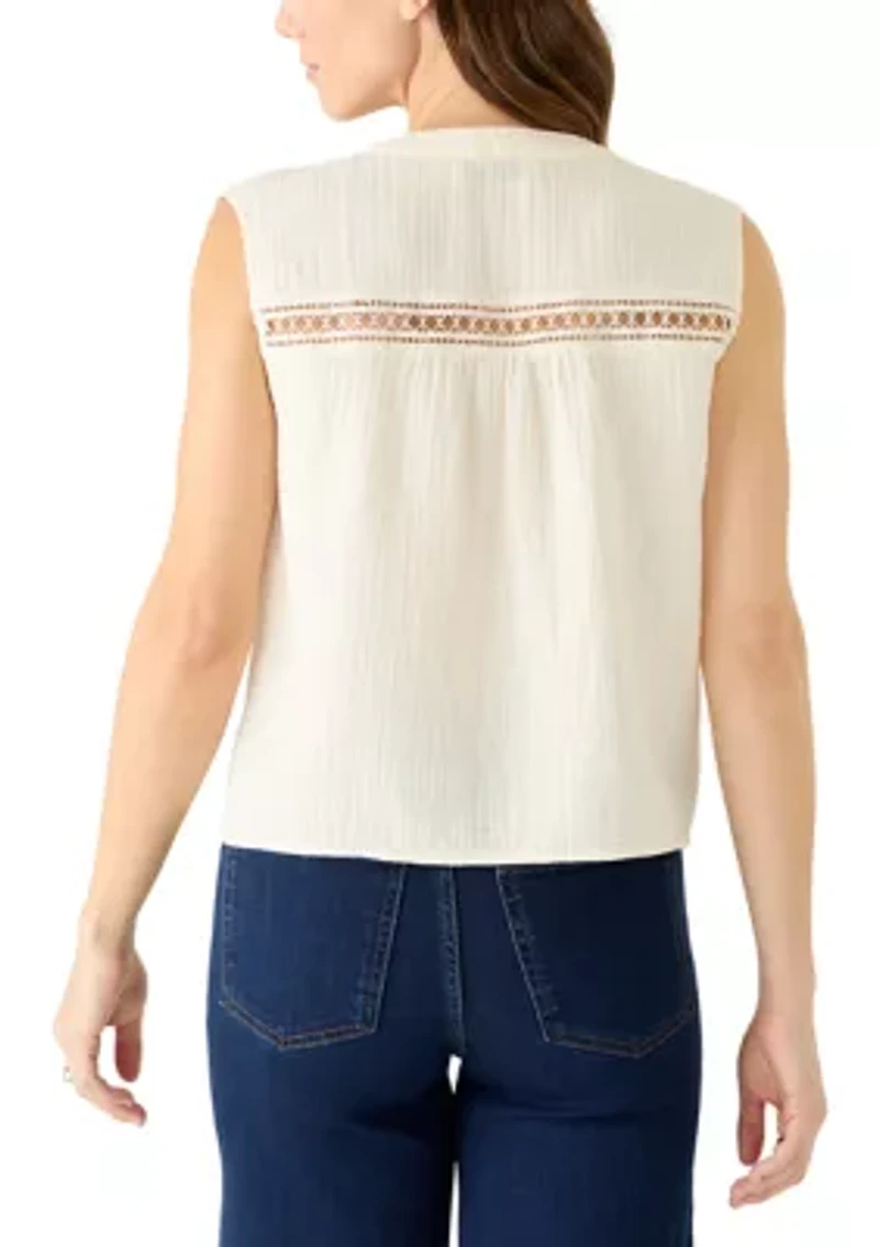 Women's Sleeveless Cropped Top with Lace
