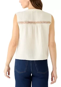 Women's Sleeveless Cropped Top with Lace