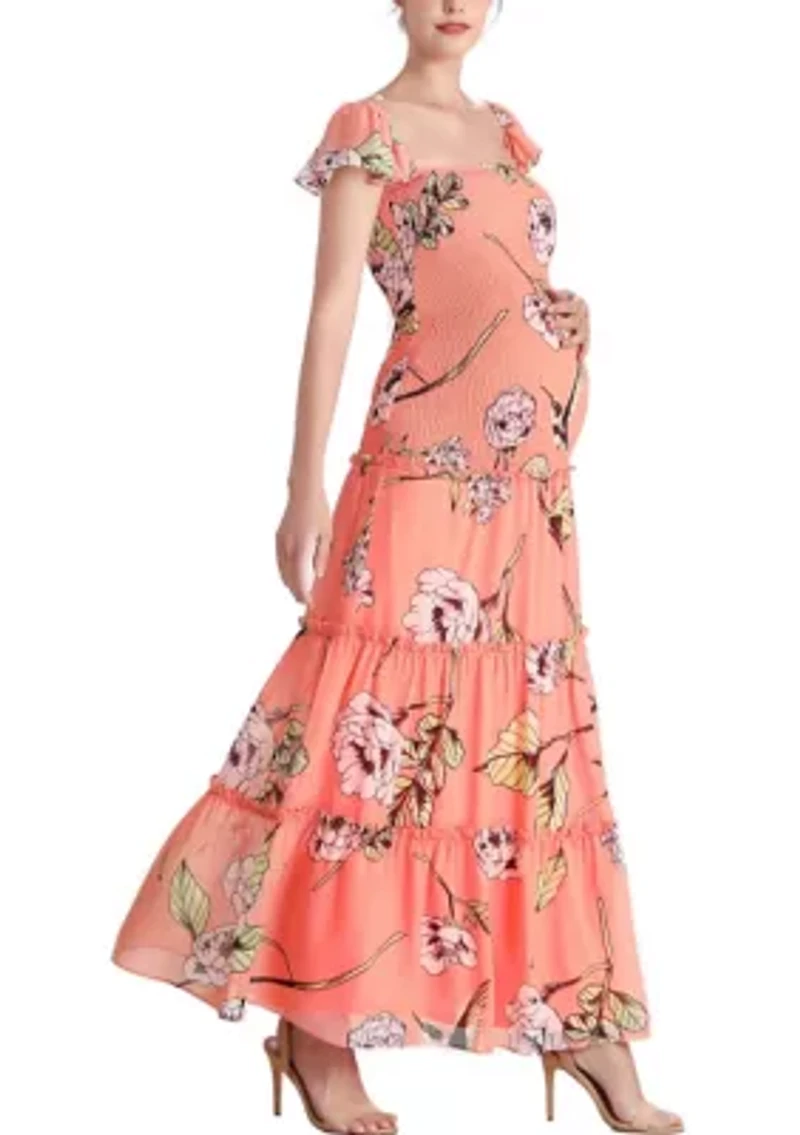 Addy Smocked Maternity Maxi Dress