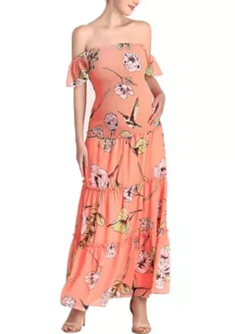 Addy Smocked Maternity Maxi Dress