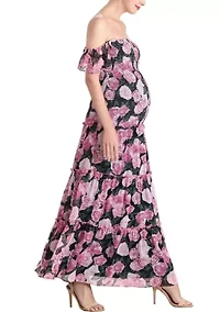 Acey Smocked Maternity Maxi Dress