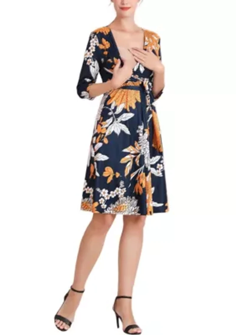 Dona Floral Faux Wrap Maternity Nursing Dress