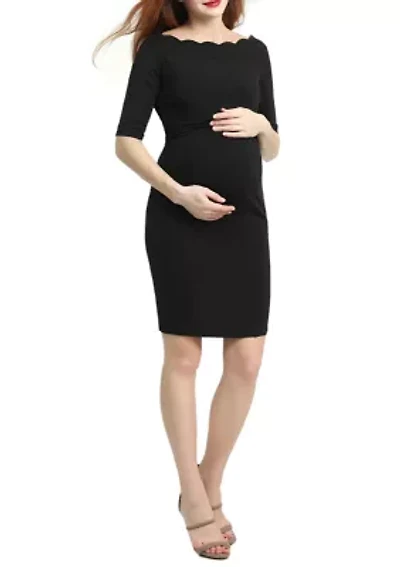 Maternity Kendall Scallop Trim  Midi Dress