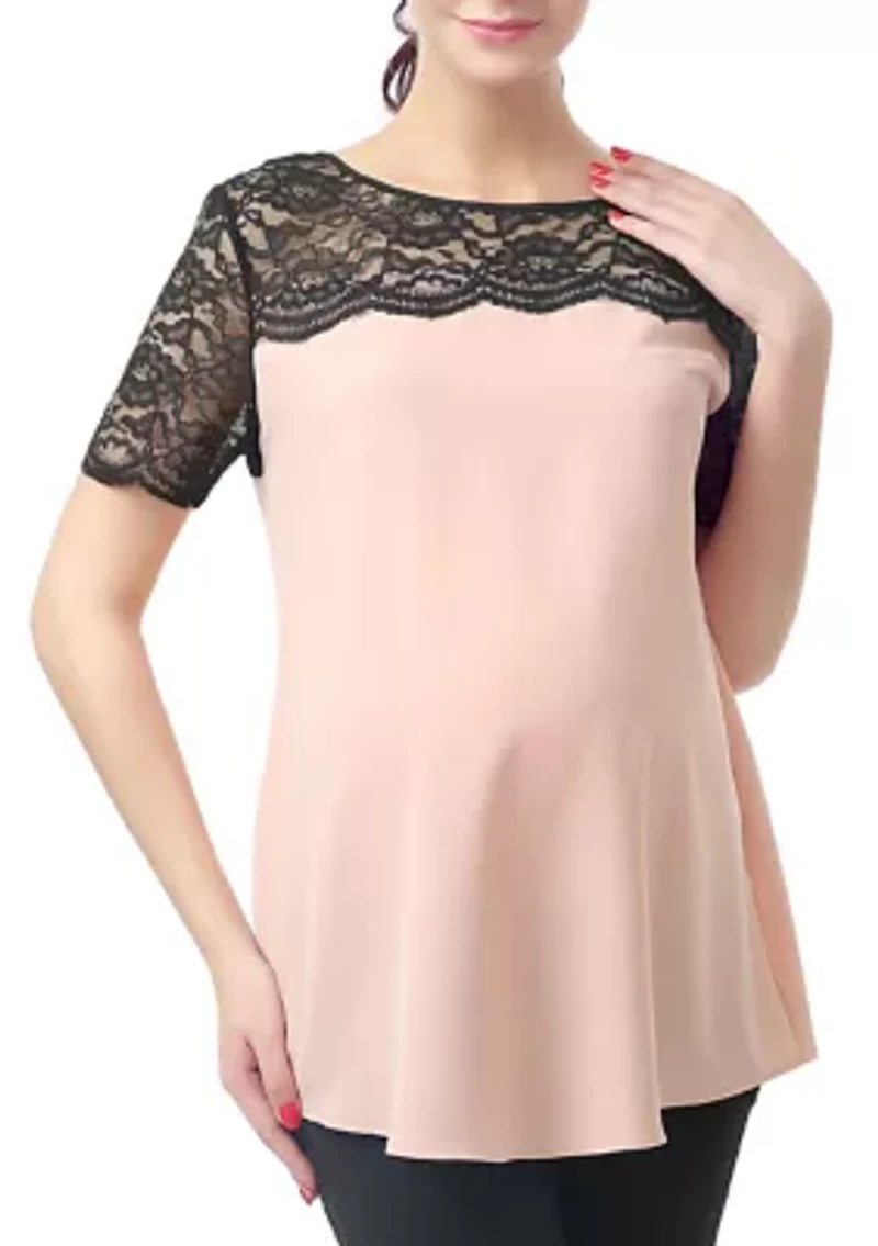 Maternity  Paisley Lace Yoke Blouse