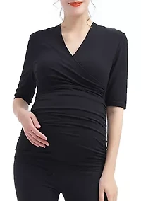 Maternity Essential V Neck Ruched Nursing Top