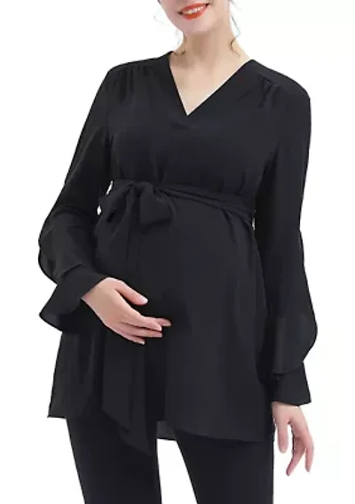 Maternity Kay V-Neck Belted Blouse