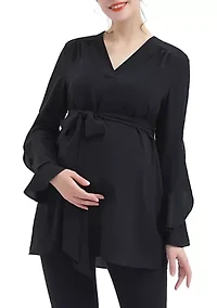 Maternity Kay V-Neck Belted Blouse
