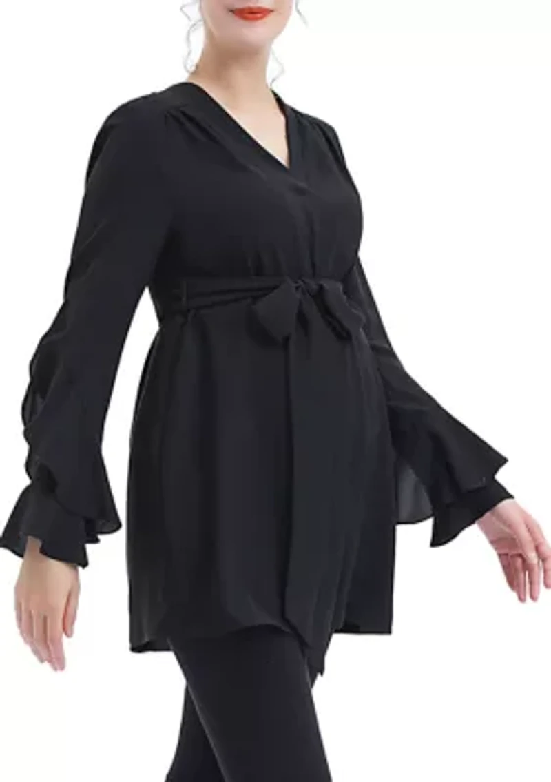 Maternity Kay V-Neck Belted Blouse