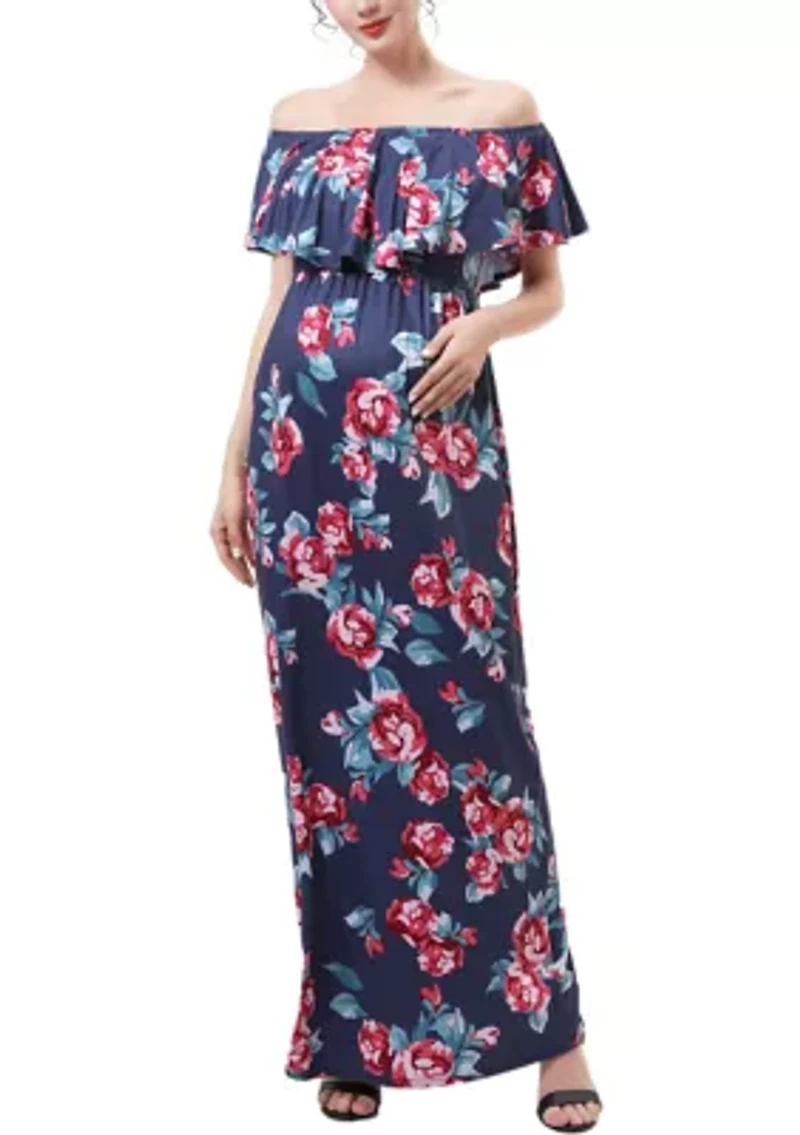 Materity Brielle Nursing Floral Print Maxi Dress