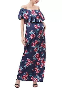 Materity Brielle Nursing Floral Print Maxi Dress